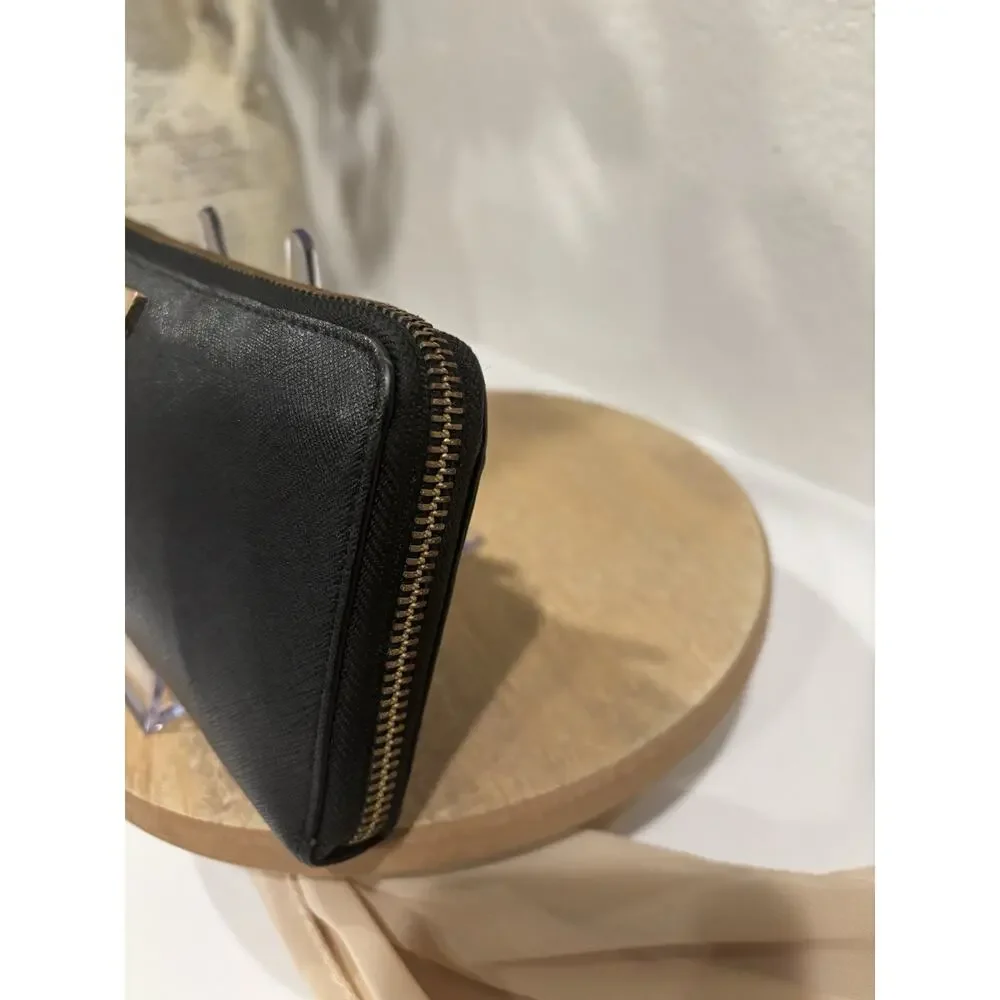 Kate Spade New York Black Solid Logo Zip-Around Wallet Credit Card Holder
